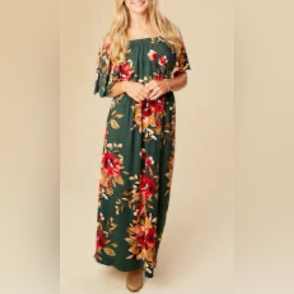 Altar’d State Women’s Floral Off-Shoulder Maxi Dress Size Small - Picture 3 of 9